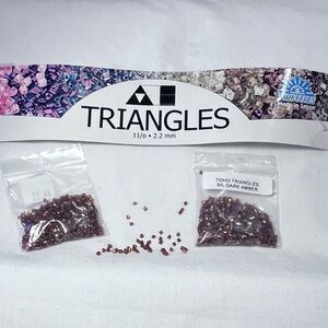Toho Triangles Silver Lined Dark Amber Beads 2pk